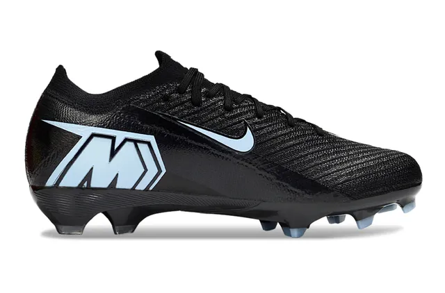 Nike Black Blue Knit Upper Sock-Fit Collar Firm-Ground Soccer Shoes 5