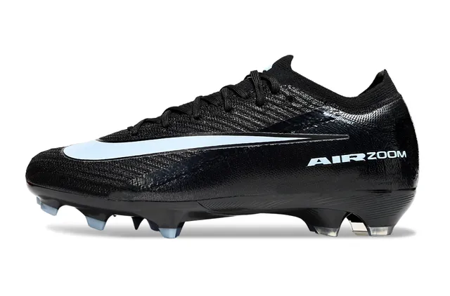 Nike Black Blue Knit Upper Sock-Fit Collar Firm-Ground Soccer Shoes 6
