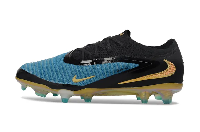 Nike Black Blue Low-Cut Sock-Fit Collar Ribbed Knit Forefoot Firm-Ground Soccer Shoes 2