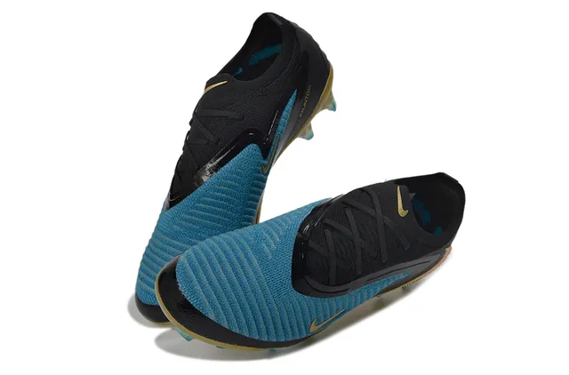 Nike Black Blue Low-Cut Sock-Fit Collar Ribbed Knit Forefoot Firm-Ground Soccer Shoes 3