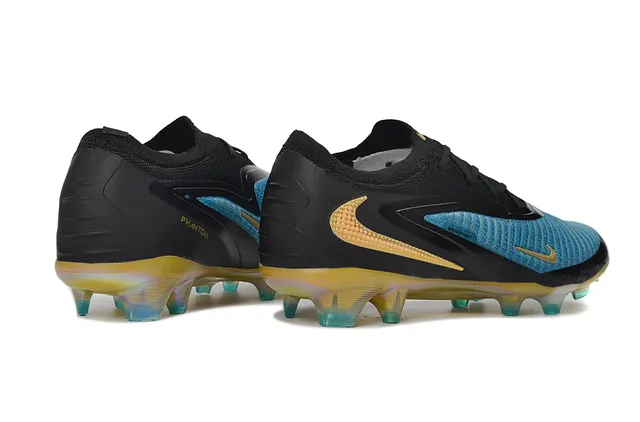 Nike Black Blue Low-Cut Sock-Fit Collar Ribbed Knit Forefoot Firm-Ground Soccer Shoes 7