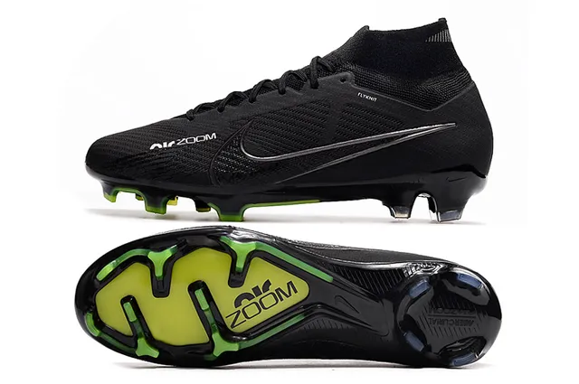 Nike কালো সবুজ হাই-কাট Flyknit কলার সিন্থেটিক মেশ আপার ফার্ম-গ্রাউন্ড সকার জুতো 2