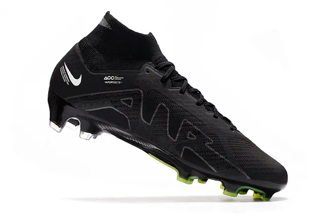 Nike কালো সবুজ হাই-কাট Flyknit কলার সিন্থেটিক মেশ আপার ফার্ম-গ্রাউন্ড সকার জুতো 3