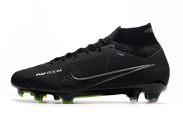 Nike কালো সবুজ হাই-কাট Flyknit কলার সিন্থেটিক মেশ আপার ফার্ম-গ্রাউন্ড সকার জুতো 5