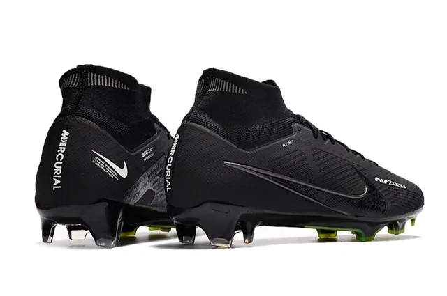 Nike কালো সবুজ হাই-কাট Flyknit কলার সিন্থেটিক মেশ আপার ফার্ম-গ্রাউন্ড সকার জুতো 7