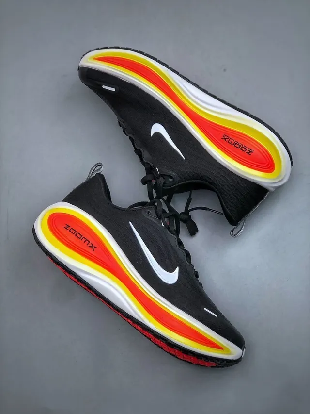 Nike Black Multicolor Knit Upper Multi-Layered Wave Midsole Running Shoes 8