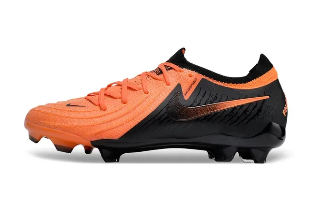 Nike Chaussures de football noir orange avec empeigne tricoté et lacets asymétriques pour terrain ferme 8