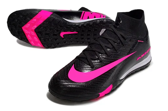 Nike काला गुलाबी हाई-टॉप सॉक-फिट कॉलर टेक्स्चर्ड सिंथेटिक अपर टर्फ सोकर शूज 3
