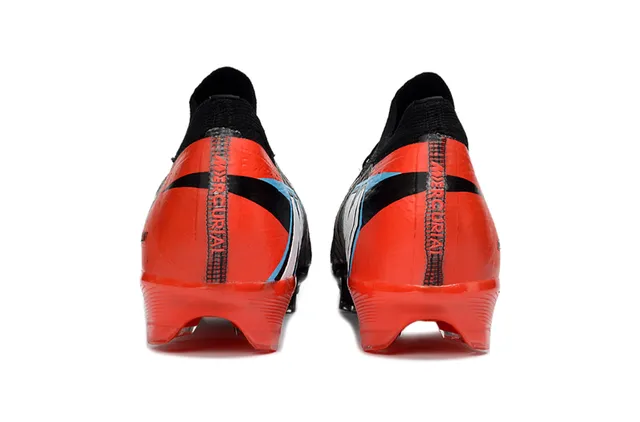 Nike Black Red Low-Cut Sock-Fit Collar Asymmetric Lacing Firm-Ground Soccer Shoes 4
