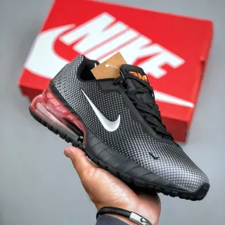 Nike Black Red Perforated Gradient Mesh Upper Visible Air Unit Lifestyle Sneakers