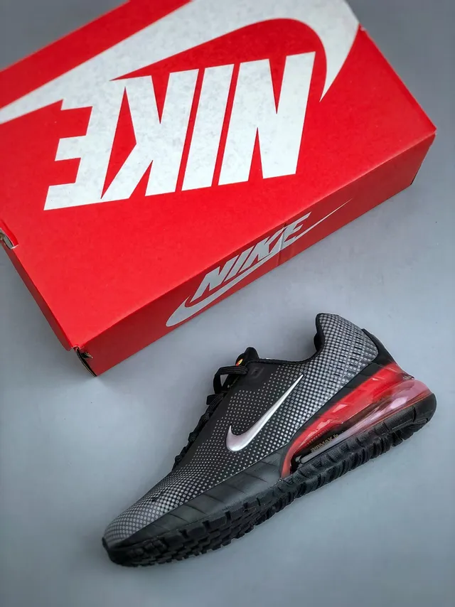Nike Black Red Perforated Gradient Mesh Upper Visible Air Unit Lifestyle Sneakers 2