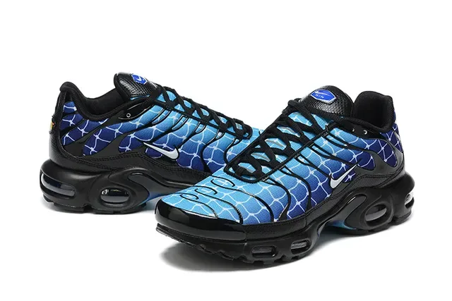Nike Blue Black Layered Synthetic Cage Gradient Web-Pattern Upper Lifestyle Sneakers 4
