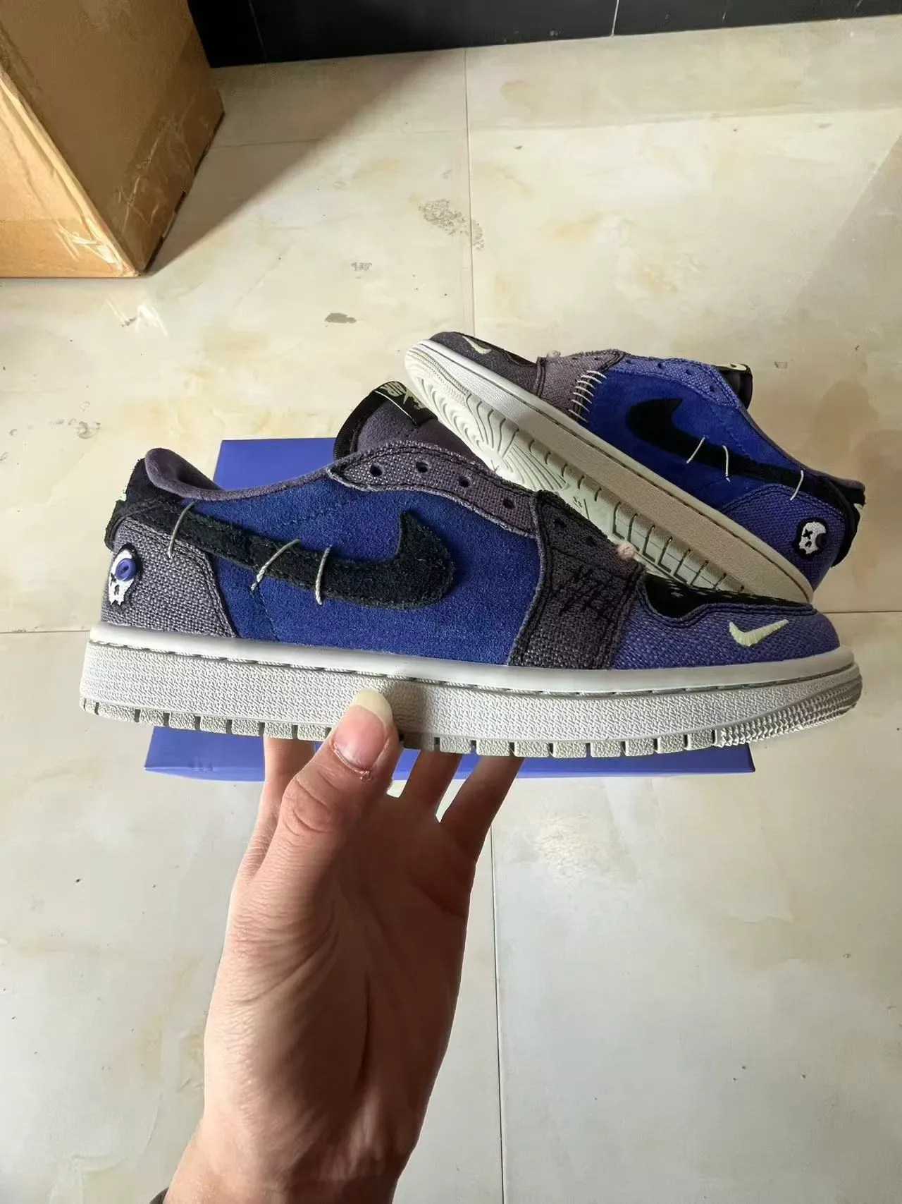 Nike Blue Gray Low-Top Layered Suede And Textile Sneakers 7