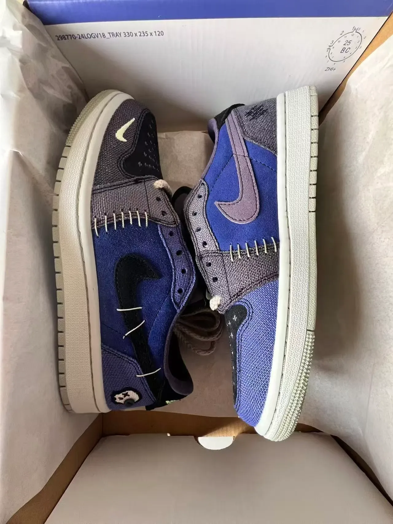 Nike Blue Gray Low-Top Layered Suede And Textile Sneakers 9