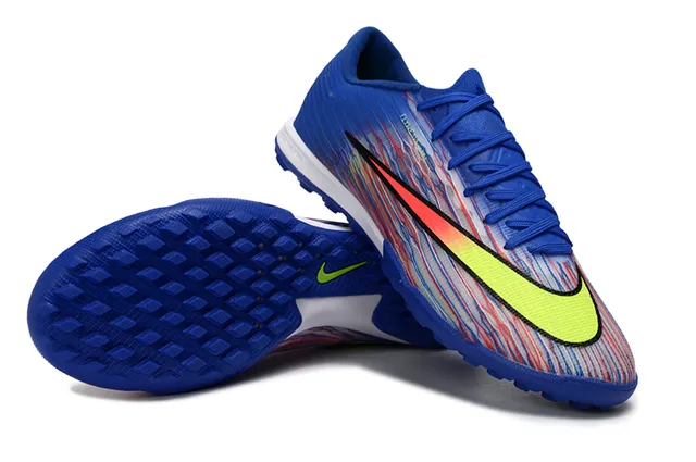 Nike Bleu Multicolore Low-Cut Synthétique Haut Texturé Rayé Superposition Gazon Chaussures de Football 4