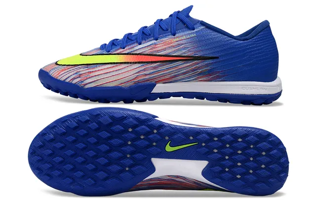 Nike Bleu Multicolore Low-Cut Synthétique Haut Texturé Rayé Superposition Gazon Chaussures de Football 6