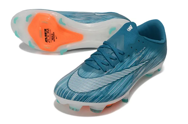 Nike Blue Orange Flyweave Upper Translucent Sole Plate Firm-Ground Soccer Shoes 4