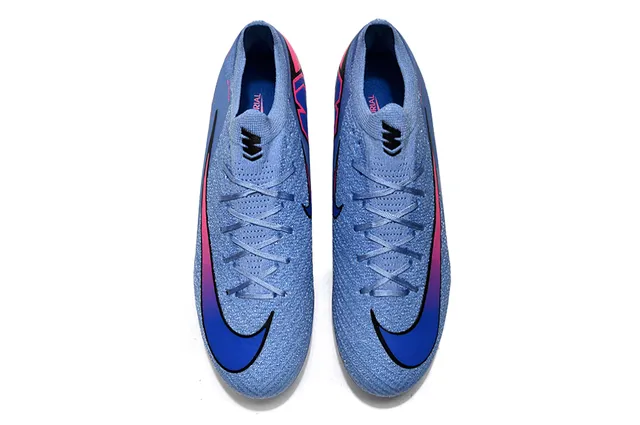 Nike bleu rose Flyknit partie supérieure Iridescent Soleplate Firm-Ground Soccer Shoes 2