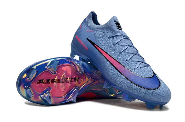 Nike bleu rose Flyknit partie supérieure Iridescent Soleplate Firm-Ground Soccer Shoes 3