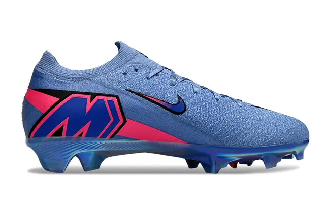 Nike bleu rose Flyknit partie supérieure Iridescent Soleplate Firm-Ground Soccer Shoes 7
