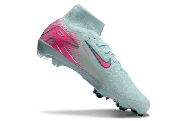 Nike Blue Pink High-Cut Sock-Fit Collar Swoosh And Graphic Overlays Firm-Ground Soccer Shoes 2