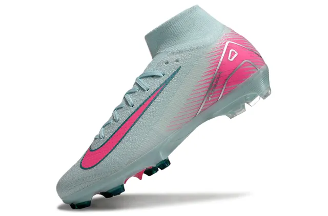 Nike Blue Pink High-Cut Sock-Fit Collar Swoosh And Graphic Overlays Firm-Ground Soccer Shoes 3