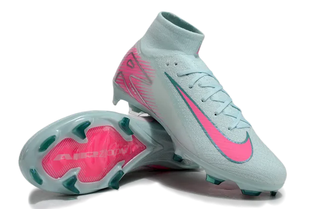 Nike Blue Pink High-Cut Sock-Fit Collar Swoosh And Graphic Overlays Firm-Ground Soccer Shoes 4