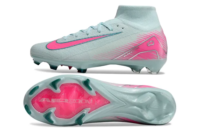 Nike Blue Pink High-Cut Sock-Fit Collar Swoosh And Graphic Overlays Firm-Ground Soccer Shoes 6