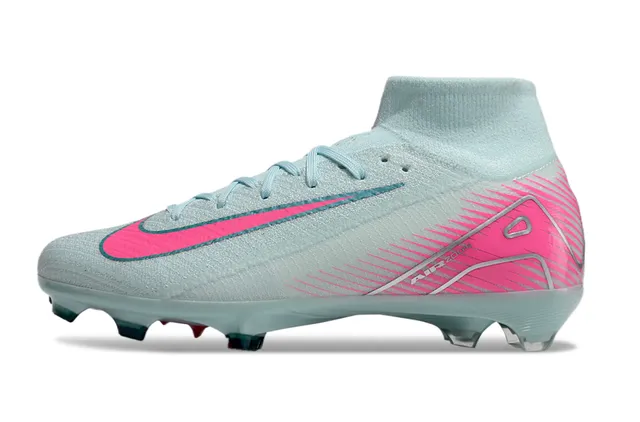 Nike Blue Pink High-Cut Sock-Fit Collar Swoosh And Graphic Overlays Firm-Ground Soccer Shoes 7