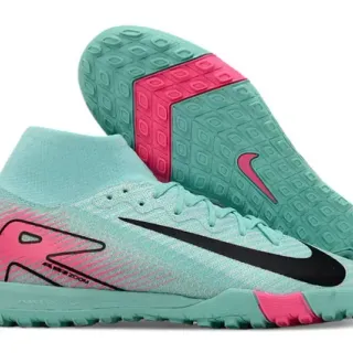 Nike Zapatillas de fútbol Turf color azul rosa de alto Flyknit-Style