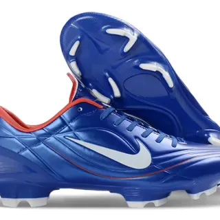 Nike Blue Red Glossy Synthetic Upper Low-Cut Ankle Support Firm-Ground Soccer Shoes
