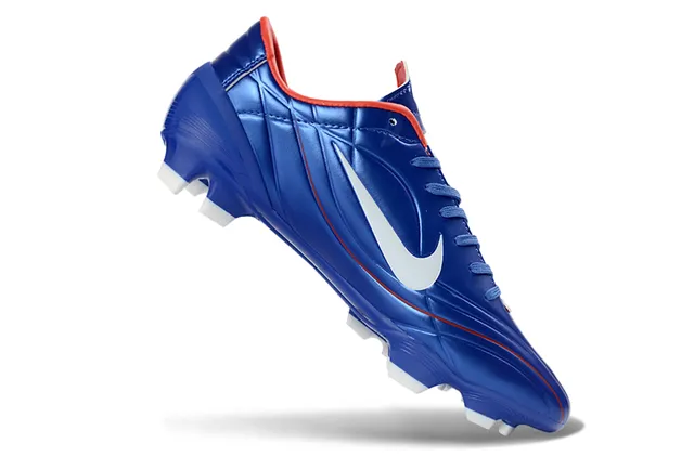 Nike Blue Red Glossy Synthetic Upper Low-Cut Ankle Support Firm-Ground Soccer Shoes 2