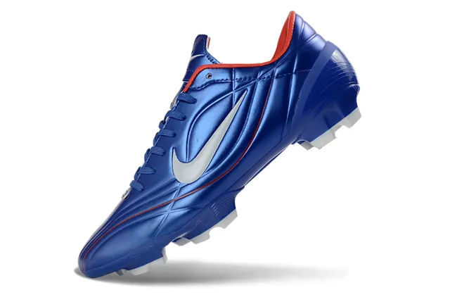 Nike Blue Red Glossy Synthetic Upper Low-Cut Ankle Support Firm-Ground Soccer Shoes 3