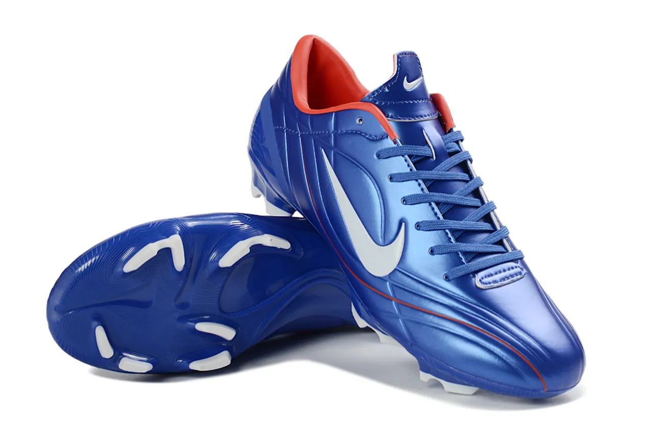Nike Blue Red Glossy Synthetic Upper Low-Cut Ankle Support Firm-Ground Soccer Shoes 4
