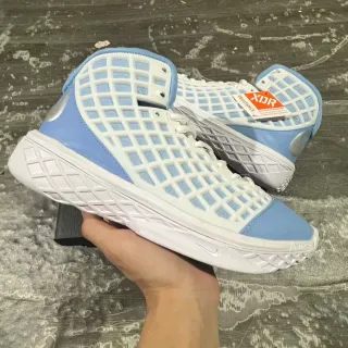 Nike Blue White High-Top Cage Mesh Upper Basketball Shoes
