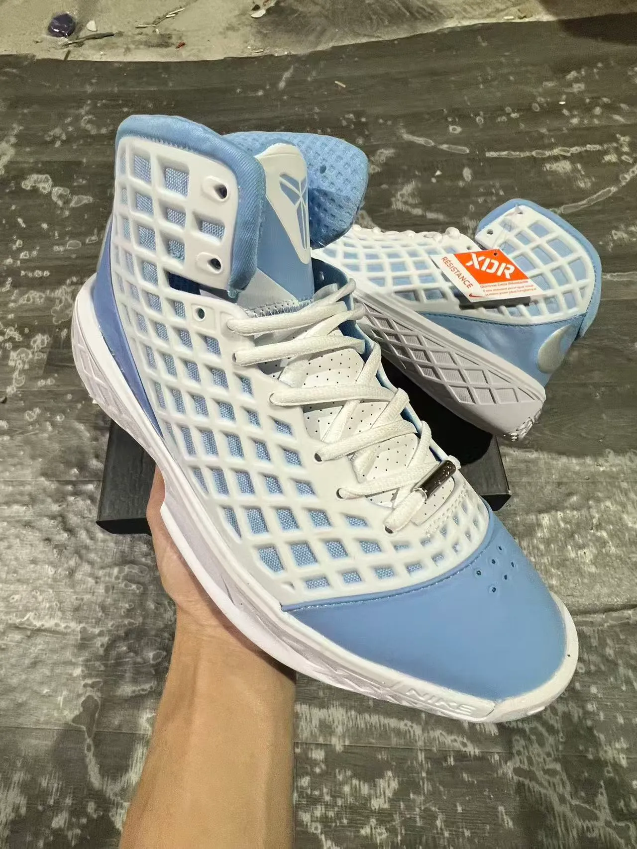 Nike Blue White High-Top Cage Mesh Upper Basketball Shoes 2