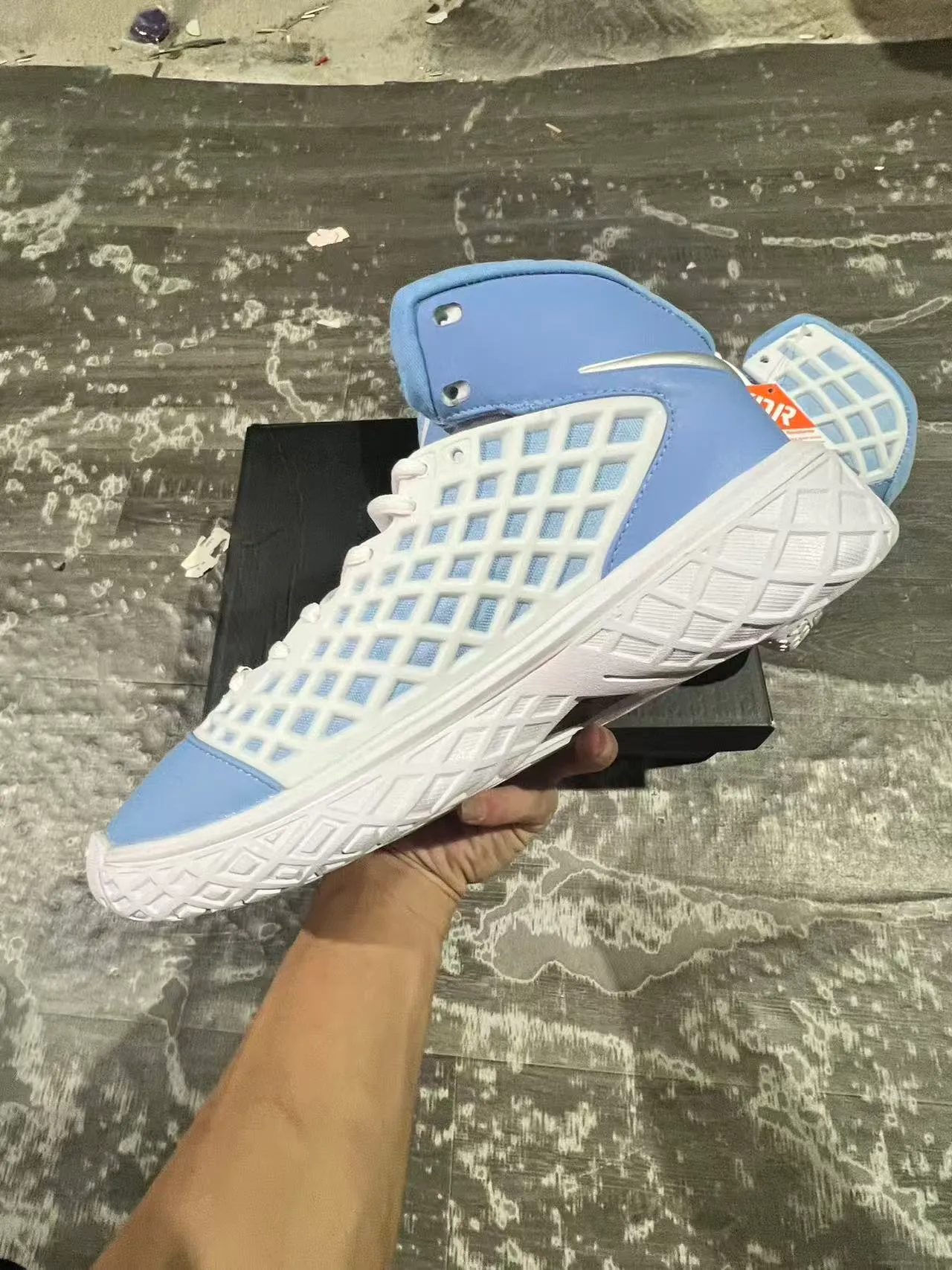Nike Blue White High-Top Cage Mesh Upper Basketball Shoes 5