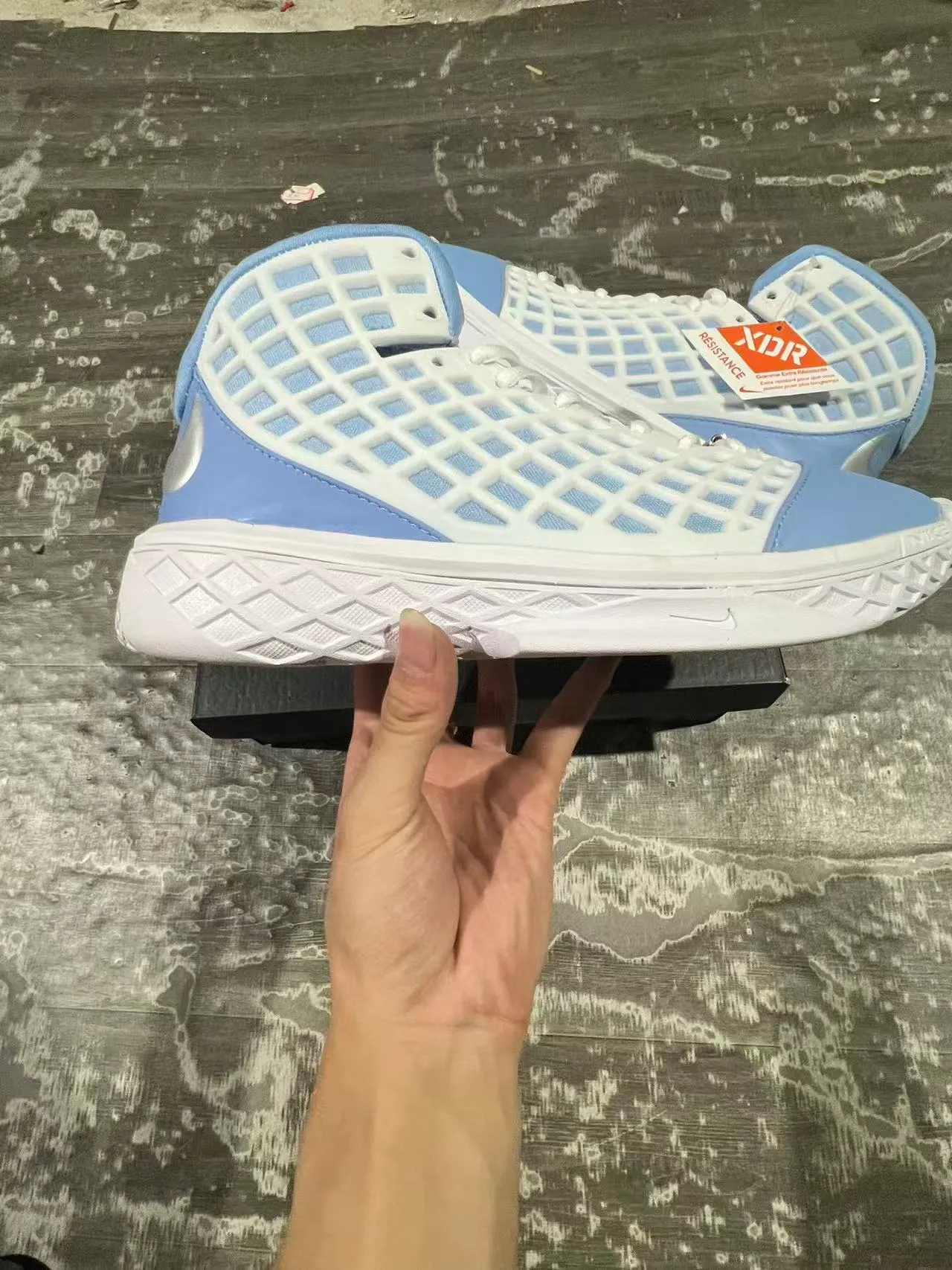 Nike Blue White High-Top Cage Mesh Upper Basketball Shoes 6