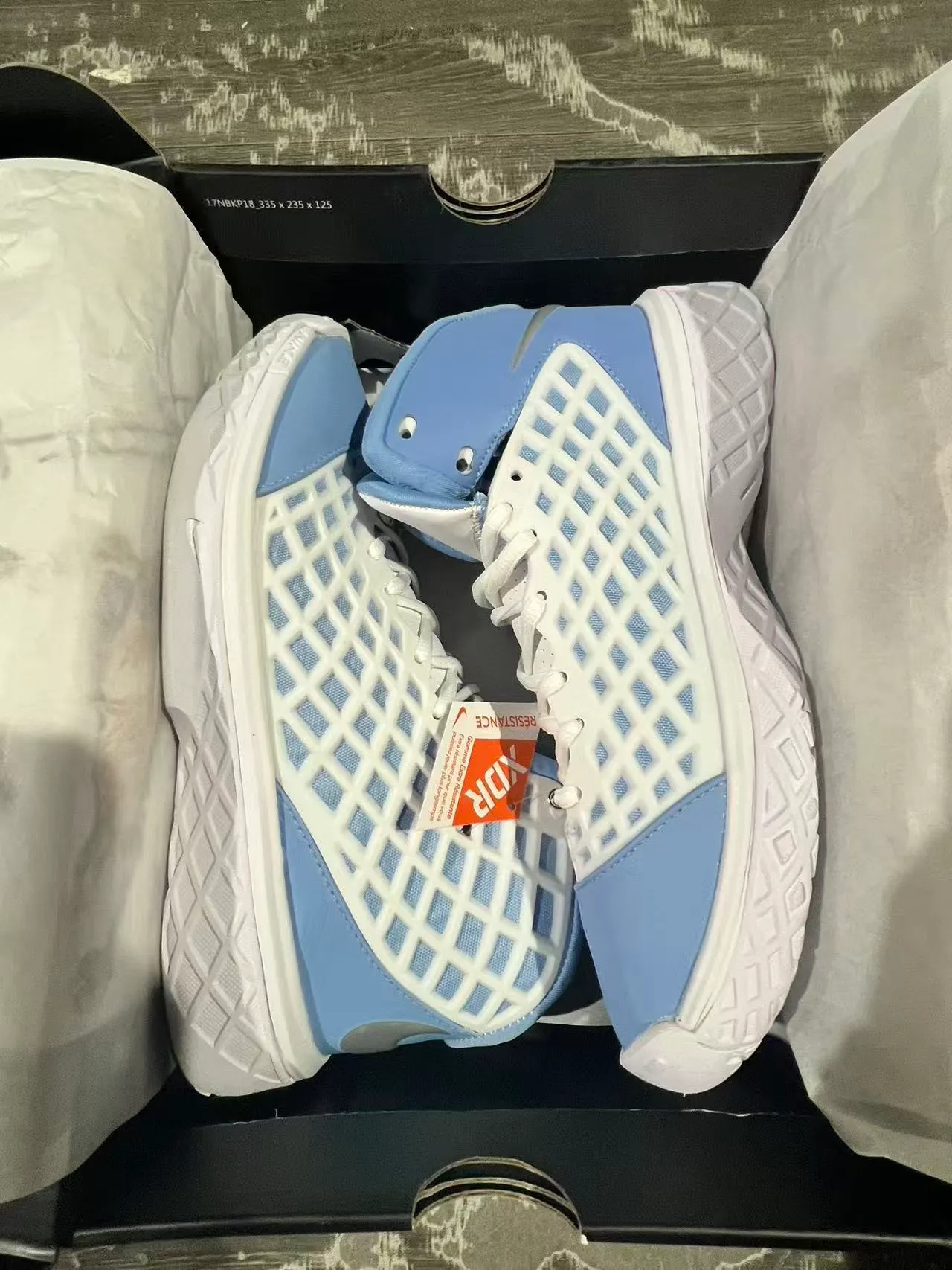 Nike Blue White High-Top Cage Mesh Upper Basketball Shoes 10