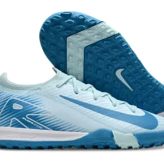Nike Azul y Blanco Upper Knit Suela Moldada Outsole Turf Zapatos de Fútbol