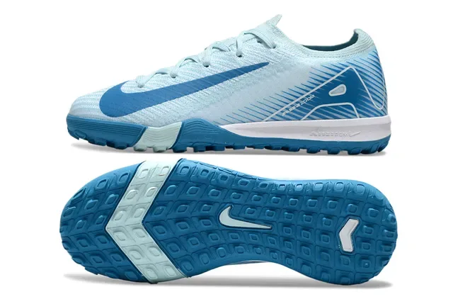 Nike Bleu et Blanc Upper Knit Suela Molded Outsole Turf Chaussures de Football 6