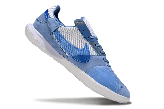 Nike chaussures de football indoor hybrides suede-mesh bleu blanc low-top 2