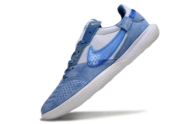 Nike chaussures de football indoor hybrides suede-mesh bleu blanc low-top 3