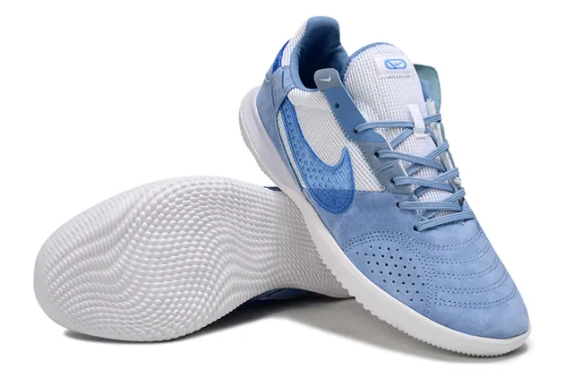 Nike chaussures de football indoor hybrides suede-mesh bleu blanc low-top 4