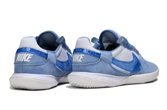 Nike chaussures de football indoor hybrides suede-mesh bleu blanc low-top 5