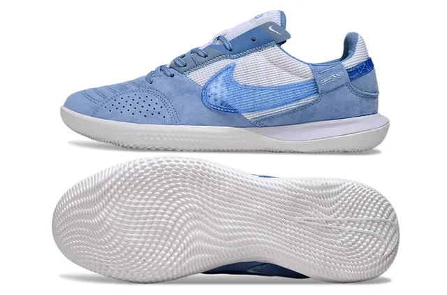 Nike chaussures de football indoor hybrides suede-mesh bleu blanc low-top 6