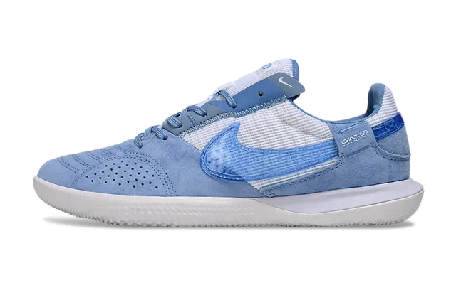 Nike chaussures de football indoor hybrides suede-mesh bleu blanc low-top 7