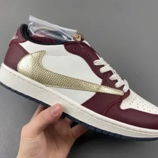 Nike Burgundy Gold Low-Top Leather And Synthetic Upper Lifestyle Sneakers