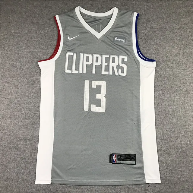 Nike Clippers Paul George #13 Reward Edition Gris Blanc Sans manches Col V Maillot 2
