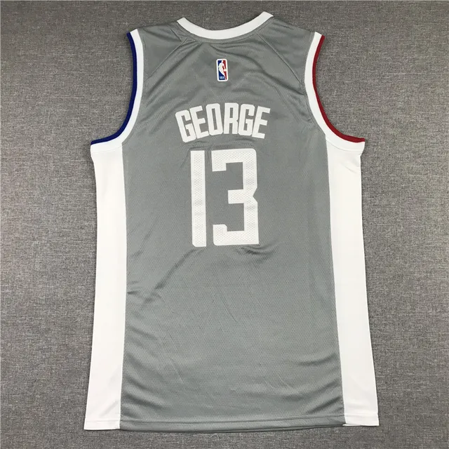 Nike Clippers Paul George #13 Reward Edition Gris Blanc Sans manches Col V Maillot 3